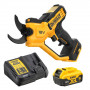 Ножиці садові - секатор DeWALT, 18 В XR Li-ion 5 А/год, діаметр різу гілок 38 мм, вага без акумулятора 3.9 кг, 1 акумулятор, зарядний пристрій, картон