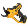 Ножиці садові - секатор DeWALT, 18 В XR Li-ion 5 А/год, діаметр різу гілок 38 мм, вага без акумулятора 3.9 кг, 1 акумулятор, зарядний пристрій, картон