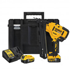 Пістолет цвяхозабивний акумуляторний DeWALT, 18 В XR Li-ion, безщітковий, діаметр / довжина цвяха 1.8 / 63 мм, вага 2.6 кг, 2 акумулятори 5 А/год, зарядний пристрій, чемодан