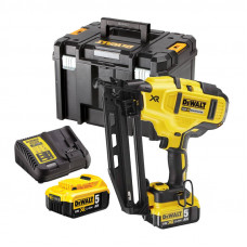 Пістолет цвяхозабивний акумуляторний DeWALT, 18 В XR Li-ion, безщітковий, діаметр / довжина цвяха 1.6 / 63 мм, вага 2.4 кг, 2 акумулятори 5 А/год, зарядний пристрій, валіза