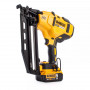 Пістолет цвяхозабивний акумуляторний DeWALT, 18 В XR Li-ion, безщітковий, діаметр / довжина цвяха 1.6 / 63 мм, вага 2.4 кг, 2 акумулятори 5 А/год, зарядний пристрій, валіза
