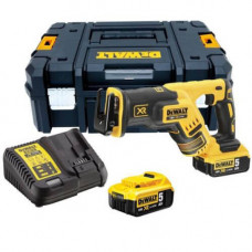 Пила шабельна акумуляторна DeWALT, 18 В XR Li-lon, безщіткова, 0-2900 ход/хв, величина ходу 28.6 мм, вага 2.27 кг, 2 акумулятори 5 А/одг, ЗП, валіза TSTAK