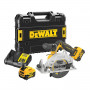 Пила дискова акумуляторна DeWALT, 12В XR Li-ion, безщіткова, 5 А/год, діаметр диска 140 х 20 мм, 3600 об/хв, вага 2.2 кг, 2 акумулятори, зарядний пристрій, валіза TSTAK