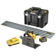 Пила дискова занурювальна акумуляторна DeWALT, 54 В XR FLEXVOLT Li-ion, діаметр диска 165 х 20 мм, 2500-4200 об/хв, вага 4.7 кг, 2 акумулятори 6 А/год та 2 А/год, ЗП, валіза TSTAK+DWS5022
