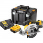 Пила дискова акумуляторна DeWALT, 18 В XR Li-ion 5 А/год, безщіткова, діаметр диска 165х20 мм, 4950 об/хв, вага 2.2 кг, 2 акумулятори, зарядний пристрій, валіза TSTAK