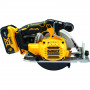 Пила дискова акумуляторна DeWALT, 18 В XR Li-ion 5 А/год, безщіткова, діаметр диска 165х20 мм, 4950 об/хв, вага 2.2 кг, 2 акумулятори, зарядний пристрій, валіза TSTAK