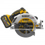 Пила дискова акумуляторна DeWALT, 18 В XR Li-ion FLEXVOLT ADVANTAGE, безщіткова, 6 А/год, діаметр диска 190 х 30 мм, 5500 об/хв, вага 3.7 кг, 1 акумулятор, зарядний пристрій, TSTAK