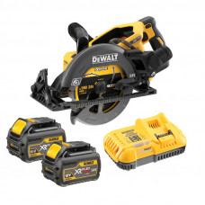 Пила дискова акумуляторна DeWALT, 54 В XR FLEXVOLT Li-ion, діаметр диска 190 х 30 мм, 5800 об/хв, вага 5.0 кг, 2 акумулятори 6 А/год, ЗП, в сумці