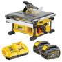 Пила циркулярна настільна акумуляторна безщіткова DeWALT, 54 В XR FLEXVOLT Li-ion, 5800 об/хв, діаметр диска 210 х 30 мм, вага 21.5 кг, 2 акумулятора 6 А/год, ЗП, сумка для зберігання акумуляторів