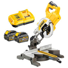 Пила торцювальна акумуляторна DeWALT, 54 В XR FLEXVOLT Li-ion, діаметр диска 216 х 30 мм, 6300 об/хв, XPS, вага 15 кг, 2 акумулятори 6 А/год, в картонній коробці