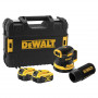 Шліфмашина ексцентрикова DeWALT, 18 В XR Li-ion, 8000-12000 об/хв, 125 мм, вага 1.55 кг, 2 акумулятори, ЗП, валіза