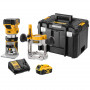 Фрезер акумуляторний DeWALT, 18 В XR Li-ion, безщітковий, 16000-25500 об/хв, цанга 6-8 мм, максимальний діаметр фрези - 30 мм, 3.02 кг, 2 платформи, 2 акумулятори 5 А/год, ЗП, TSTAK