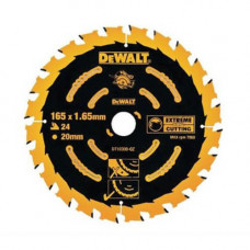 Диск пилковий DeWALT, EXTREME, розмір 165 х 20 мм, кількість зубів 24, кут заточування 18 градусів, геометрія зуба ATB, універсальне застосування