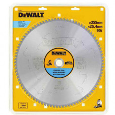 Диск пилковий DeWALT, METAL CUTTING, розмір 355 х 25.4 мм, кількість зубів 90, геометрія зубів MTCG+R, кут заточування 10 градусів, максимальне число оборотів 1800 об/хв
