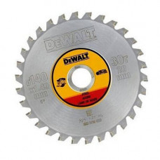 Диск пилковий DeWALT, METAL CUTTING, розмір 140 х 20 мм, кількість зубів 30, геометрія зубів TCG, кут заточування 1.5 градусів, максимальне число оборотів 4200 об/хв
