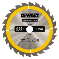 Диск пильний DeWALT CONSTRUCTION, 165 х 20 мм, 24z (ATB), +10 град