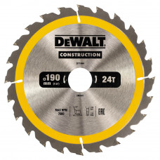 Диск пилковий DeWALT CONSTRUCTION, розмір 190 х 30 мм, кількість зубів 24, геометрія зуба ATB, 16 градусів