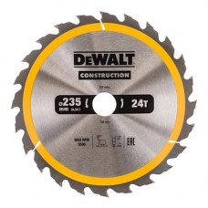 Диск пилковий DeWALT, СONSTRUCTION, розмір 235 х 30, кількість зубів 24, геометрія зубів ATB, кут заточування градусів 20, максимальне число оборотів 5500 об/хв