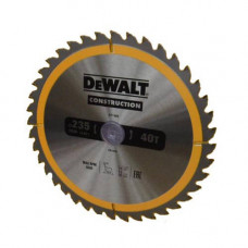 Диск пилковий DeWALT, СONSTRUCTION, розмір 235 х 30 мм, кількість зубів 40, геометрія зубів ATB, кут заточування градусів 10, максимальне число оборотів 5500 об/хв,