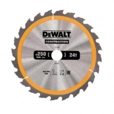 Диск пилковий DeWALT, СONSTRUCTION, розмір 250 х 30, кількість зубів 24, геометрія зубів ATB, кут заточування градусів 10, максимальне число оборотів 6000 об/хв
