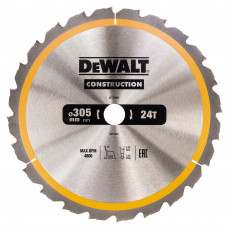 Диск пильний DeWALT CONSTRUCTION, 305 х 30 мм, 24z (ATB) - 5 град