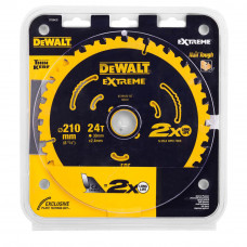 Диск пилковий DeWALT, EXTREME, розмір 210 х 30 мм, кількість зубів 24, кут заточування 7 градусів, геометрія зуба ATB, максимальне число обертів 7000 об/хв