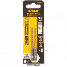 Свердло по металу DeWALT EXTREME IMPACT Black & Gold, HSS-G, діаметр 3 мм, загальна довжина 72 мм, робоча довжина 25.5 мм, 2 од