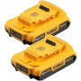 Акумуляторна батарея DeWALT, 18 В XR Li-lon 2 Аг, 2 шт. в комплекті, вага 0.8 кг